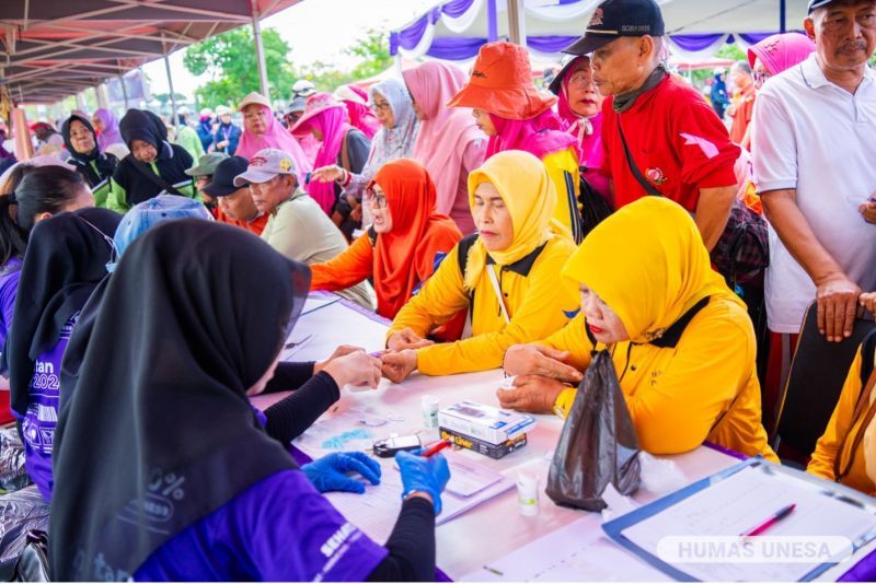 The elderly undergo free health checks provided.